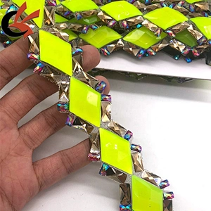 Fluorescent green hot fix rhinestone trimming iron on crystal tape