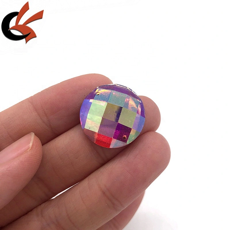 22mm Round shape Pink AB sew on resin rhinestones