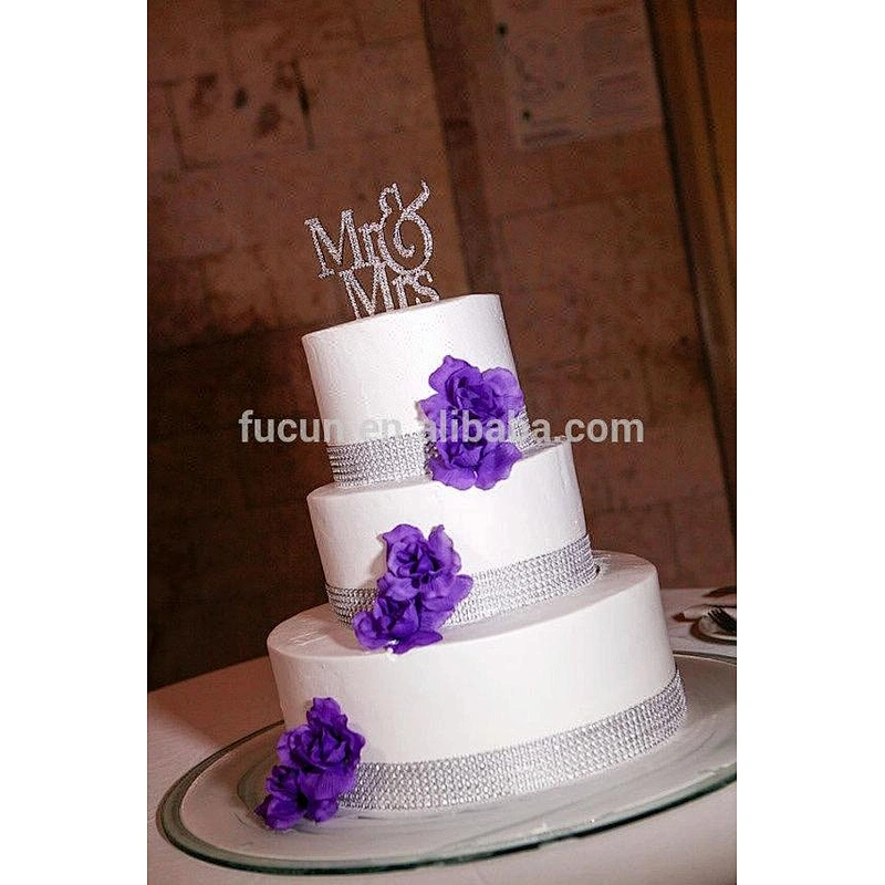 Custom glitter rhinestone Mr & Mrs Wedding Cake Topper