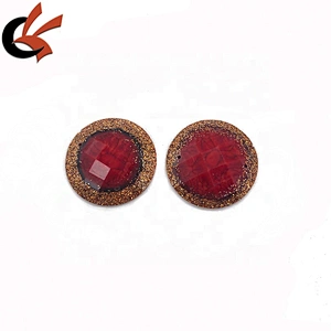 unique style round shape red with gold glitter decorate resin rhinestones