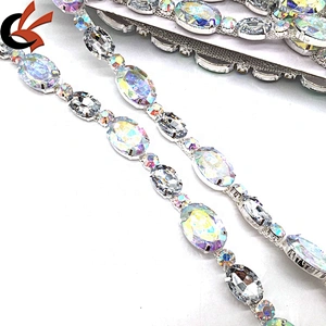 Making Garment Dress Decoration Rhinestone Trim AB Strass Silver Rhinestone Trim