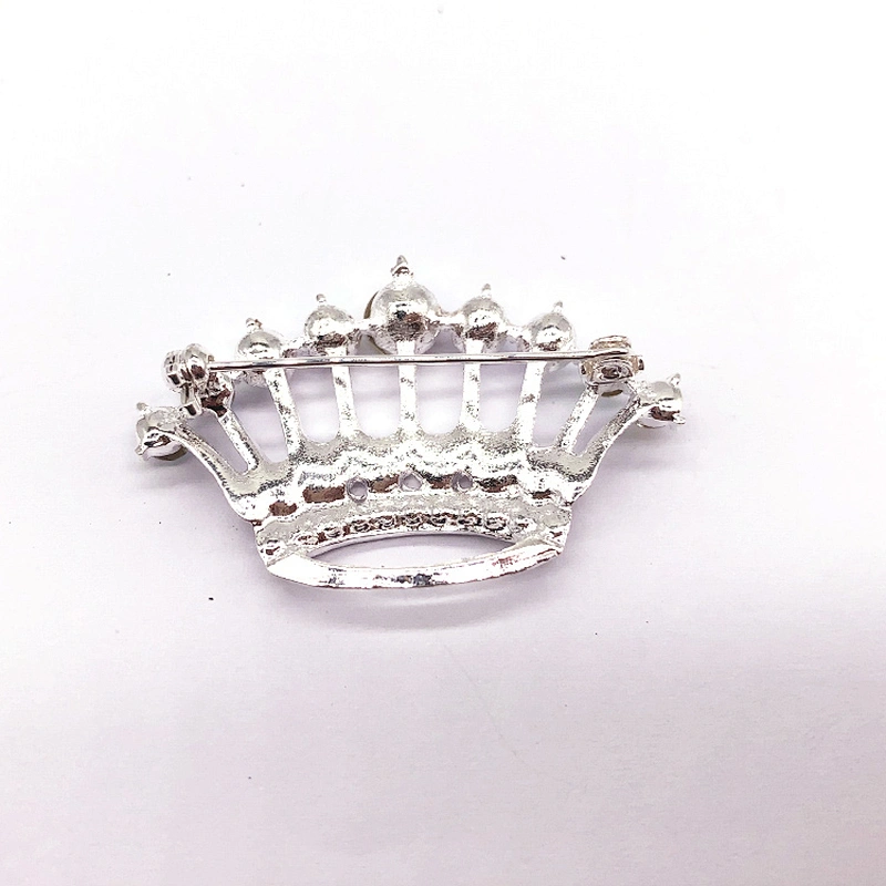 2021 popular series silver plating crown crystal rhinestone corsage brooch for women