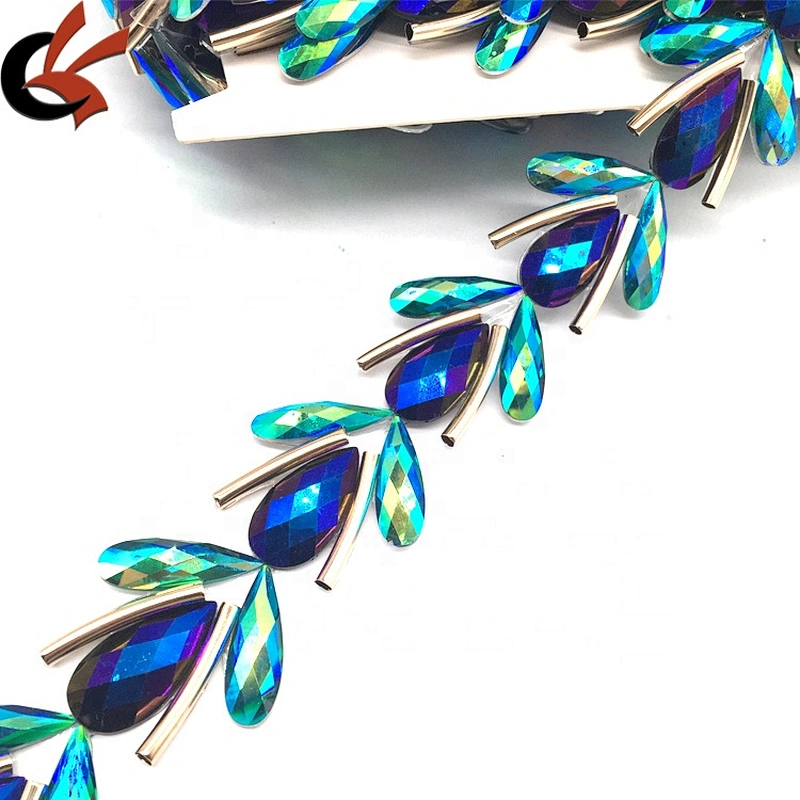 Sewing available trimmed collar resin rhinestone hot fix fabric trims for cloth shoes bag
