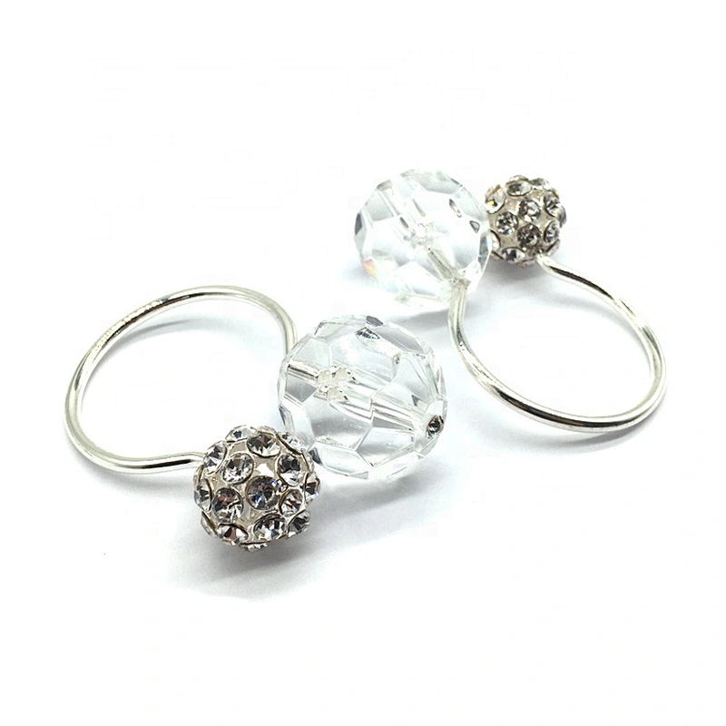Factory custom made reflective crystal wedding gold silver metal diamond napkin ring