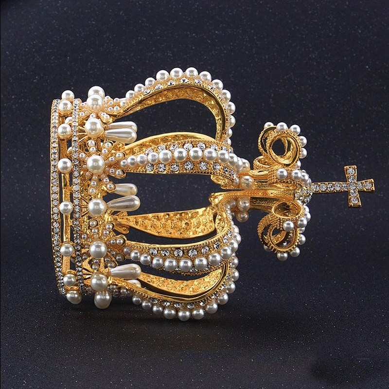 2020 new design Rhinestone Pearl Full circle Crown for man