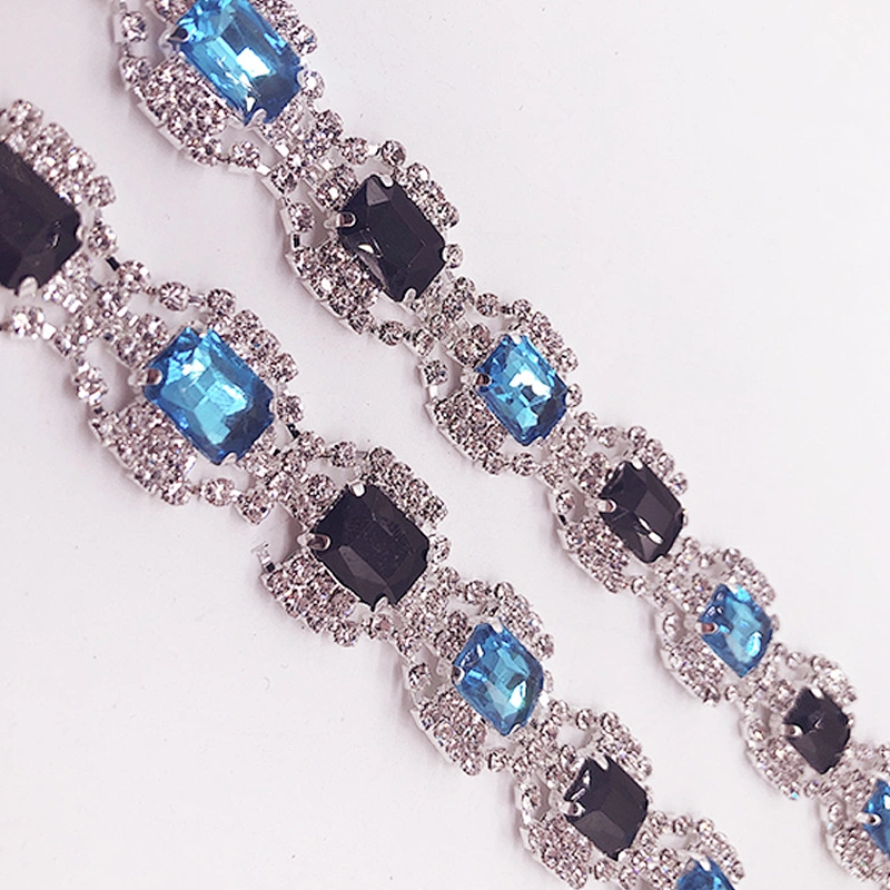 Wholesale silver costume chain wedding trim Crystal Rhinestone Chain Trim Fringe For Dress