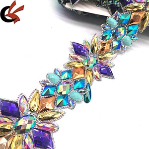 Various Colors Fabric Iron On Crystal Trimmings Banding Hot Fix Rhinestone Trims For DIY Dress Accessories