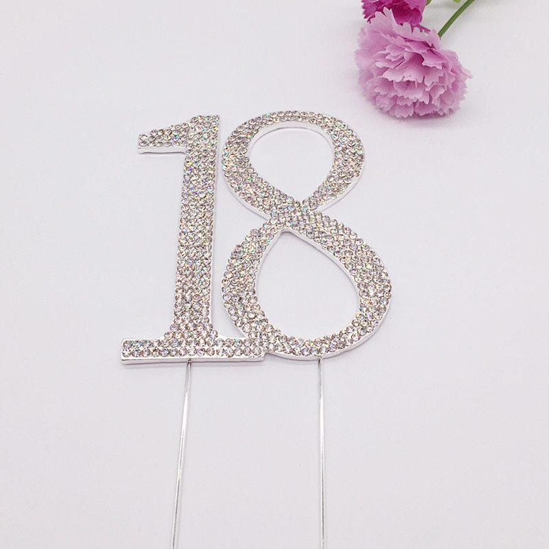 Wholesale number rhinestone wedding birthday cake topper number decoration for wedding