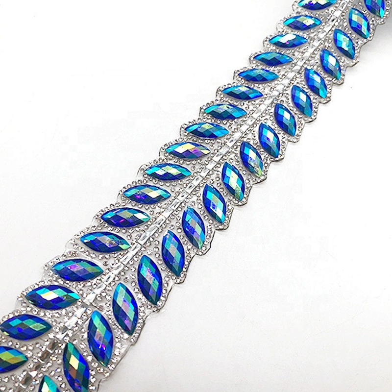 Hot fix Crystal Rhinestone Chain Bridal Crystals Applique Trim Strass Band Resin Crystal Mesh trim