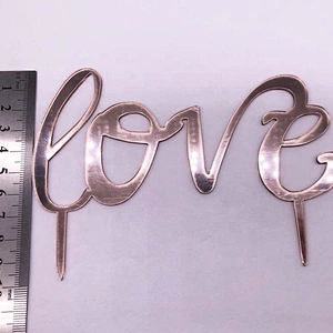 Wholesale acrylic love cake topper in rose gold color