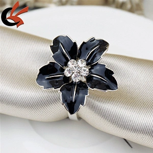 White/Black Crystal Silver Party Table Decoration Napkin Ring Holders