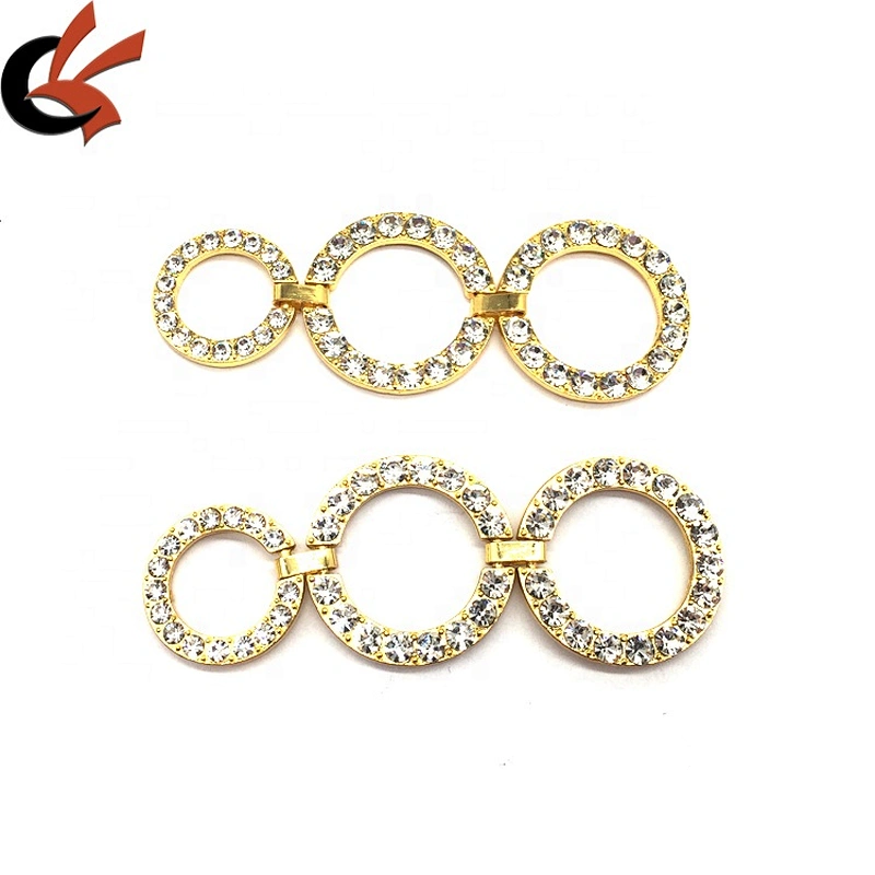 Guangzhou Custom in bulk gold metal rhinestone swimwear connector women shoes bikini buckle