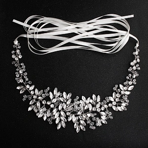 Wedding Bridal Dress Handmade Sash Beaded Belt Crystal rhinestone Waist Belt