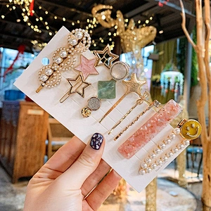 Instagram Fashion Pearl plastic beads Hair Clip Set for Women Girls Hair Accessories