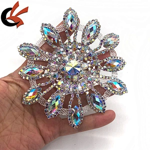 Fashion design round welding chain patch sew on silver/gold rhinestone appliques