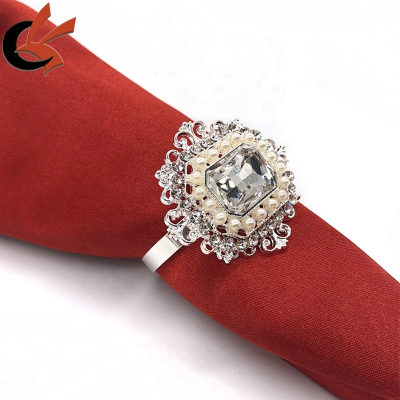 New Arrival vintage pearl and rhinestone napkin ring napkin holders for table decoration