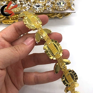 shining clear glass crystal gold plating rhinestone trimming