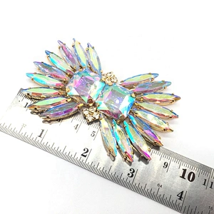 New Fashion Full Diamond Luxury Garment Making Rhinestone Applique AB Crystal Pair Design Rhinestone Buckle