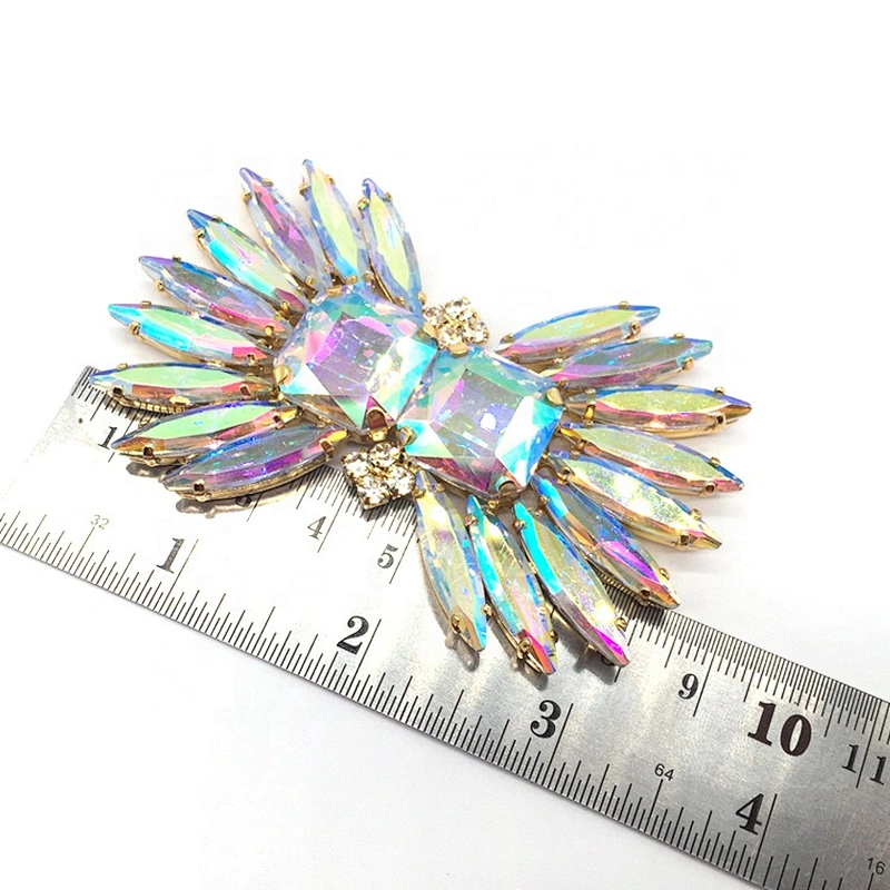 New Fashion Full Diamond Luxury Garment Making Rhinestone Applique AB Crystal Pair Design Rhinestone Buckle