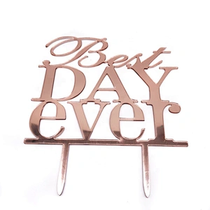 Wholesale Rose Gold Best Day Ever Weeding Cake Topper