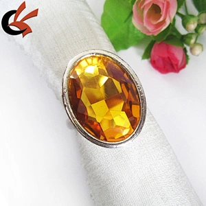 Gold crystal Oval shape Diamond Sparkling Wedding party Napkin Ring
