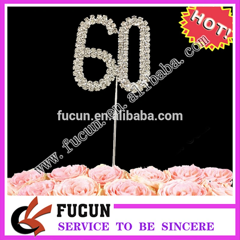 sparkling  funny crystal 30 ages birthday  cake topper with rhinestones
