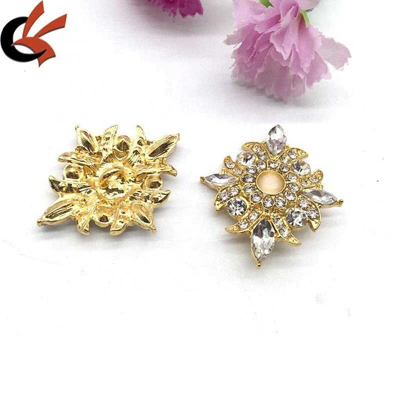 Customize Unique Rhinestone Crystal Buttons with Metal Loop Round Buttons for Sewing Garment Collar