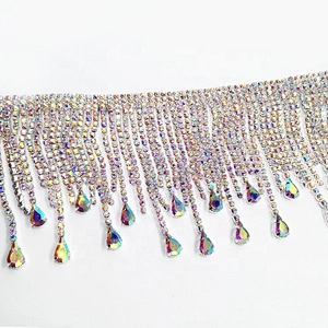 New design fringe pendant body chain fashion druzy jewelry handmade tassel AB trims for ballerina dresses