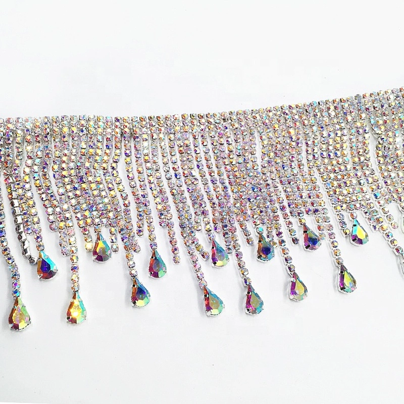 New design fringe pendant body chain fashion druzy jewelry handmade tassel AB trims for ballerina dresses