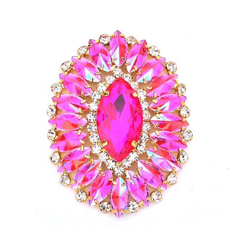 Sparkling fashion diameter flatback buckle creative flower rhinestone sewing red AB glitter glass applique