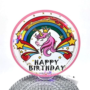 2020 New Arrival Custom Happy Birthday Glitter Acrylic  Cake Topper with LED light