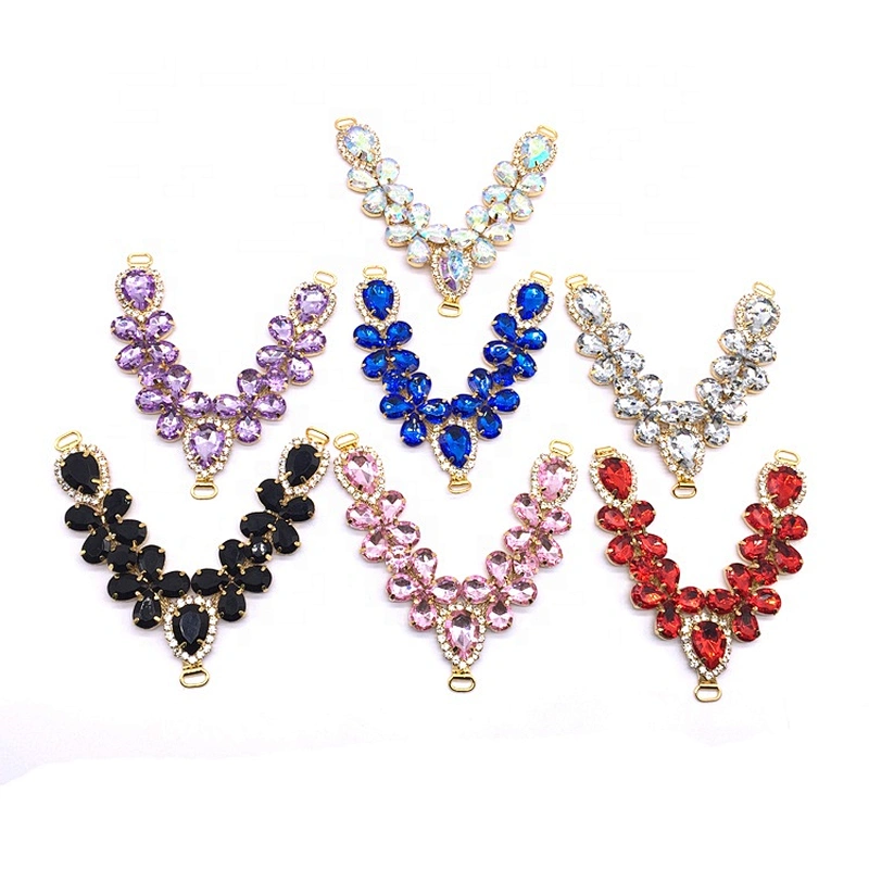 Custom making flower acrylic rhinestone costume decoration trikini top bikini connector for diy swimwear set