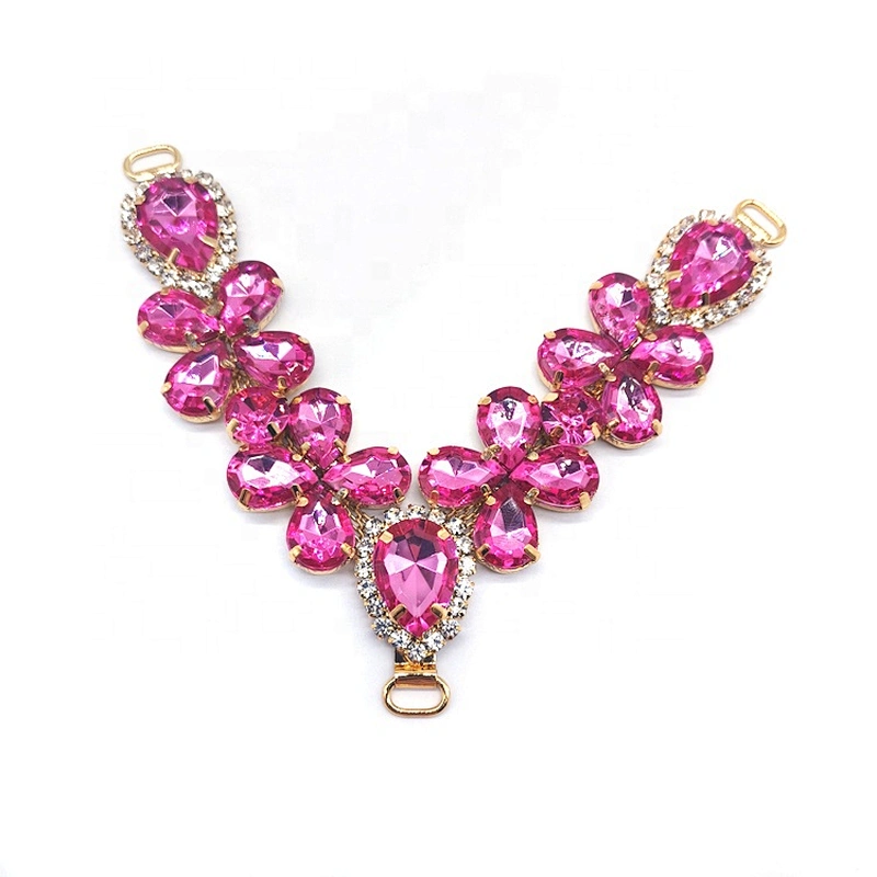 Personalized decorative shoe accessories acrylic crystal rhinestone V shape shoe chain