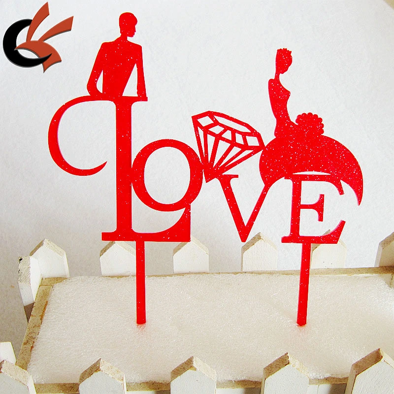 Fashion Laser Cut Love Acrylic Cake Topper for Party Decoration