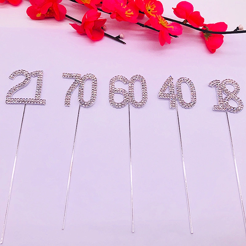 Vintage Rhinestone Number Wedding Cake Topper for Party Cake Decoration