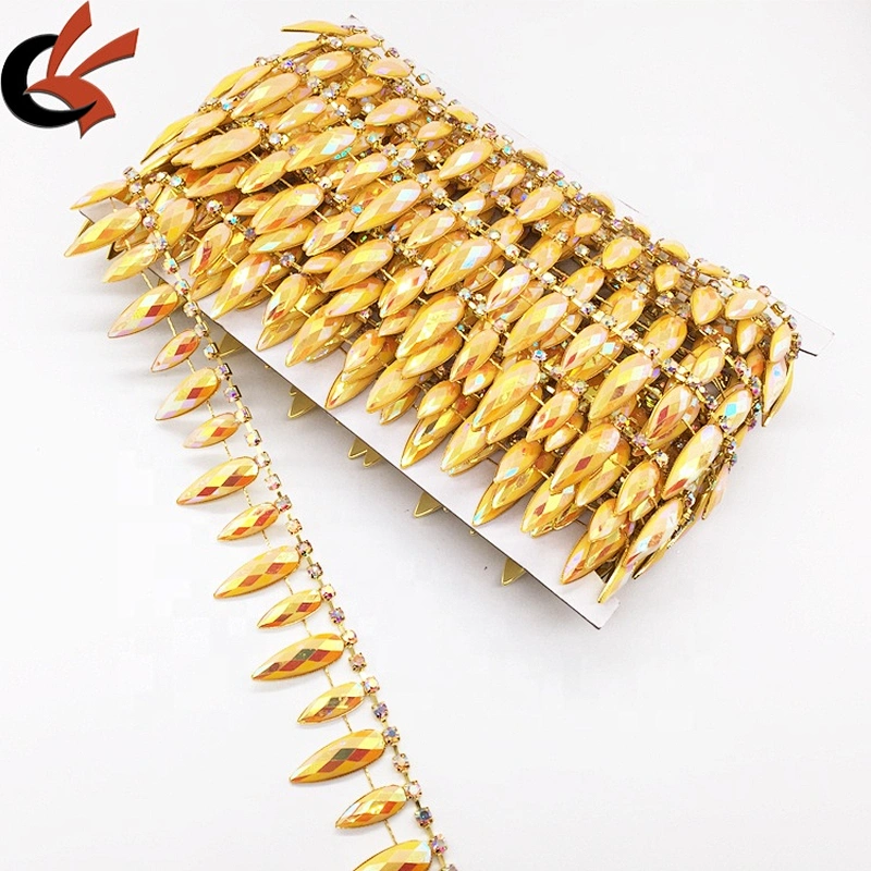 DIY Rhinestone Chain Carnival Costume Applique Sewing Trims AB Resin Rhinestone Trimming for sale
