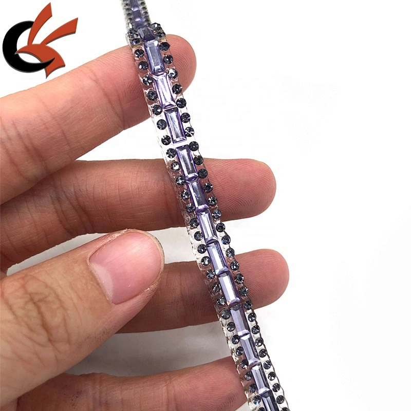 Costume edge decoration heat transfer iron on rhinestone beaded ribbon tape