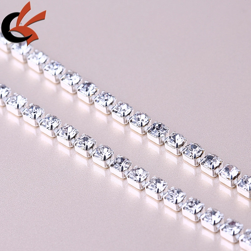 Top grade Clear crystal strass close rhinestone cup chain