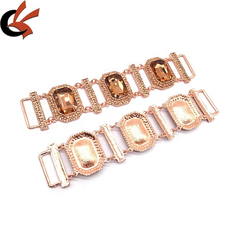 Factory customize swim suits accessories rose gold jewelry beach style rhinestone bikini connectors