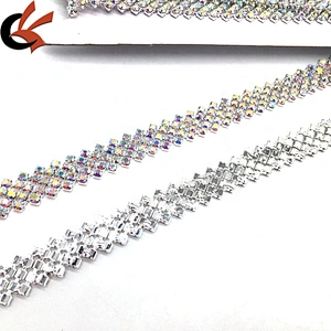 Wholesale bridal belt sash decorative crystal wedding cake AB rhinestone chain trim for bridal dresses