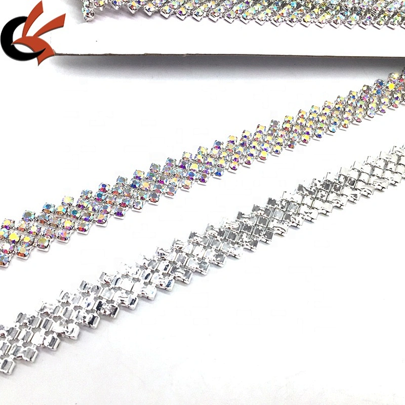 Wholesale bridal belt sash decorative crystal wedding cake AB rhinestone chain trim for bridal dresses