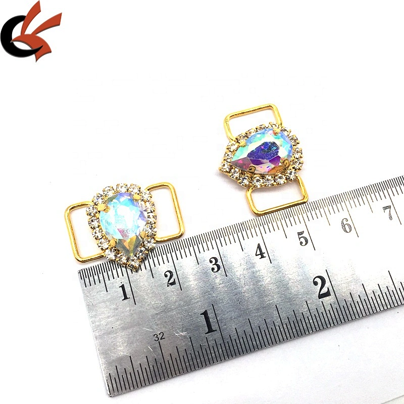 China make small bikini ornaments waterdrop centre crystal swimwear bikini buckle connector