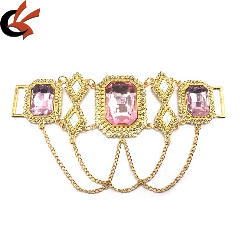 Diamante swimwear square buckles large pink jewel stone rhinestone connector of bikini hardware for Russia style