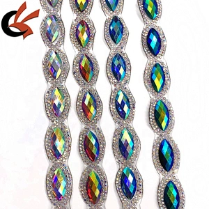 Customized fancy hot fix rhinestone trimming for costume decoration