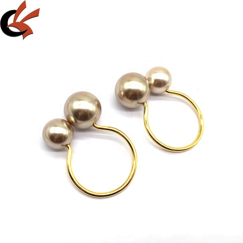 New product 2021 trendy wedding feast handmade champaign gold pearl napkin ring for western restaurant
