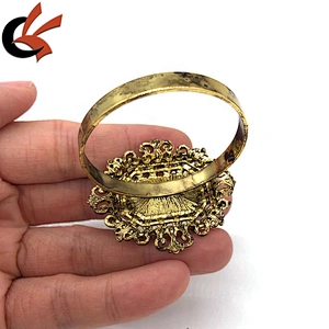 Wholesale High quality vintage old gold base pearl and rhinestone napkin rings