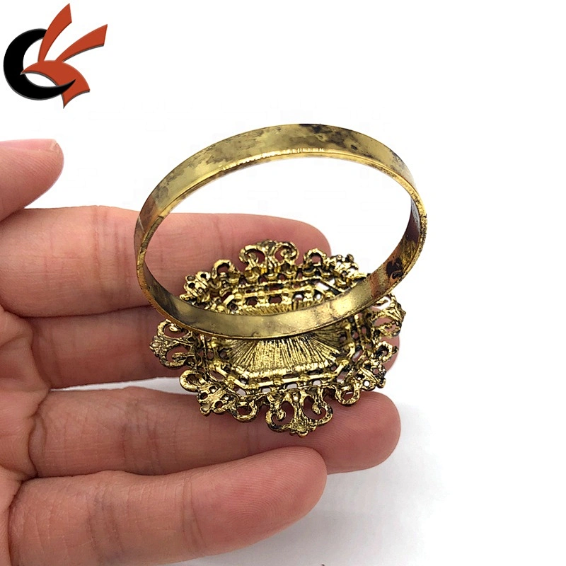 Wholesale High quality vintage old gold base pearl and rhinestone napkin rings