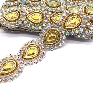 2021 New arrival Decorative resin diamonds  trim Epoxy hot fix trim for Carnival costume