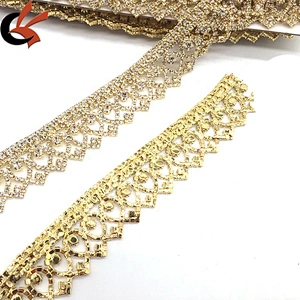 New product 2021 high quality wholesales crystal jewelry fashion gold plating fringe rhinestone trims