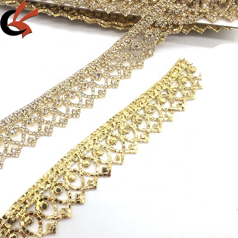 New product 2021 high quality wholesales crystal jewelry fashion gold plating fringe rhinestone trims